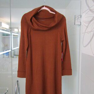 VINCE CAMUTO Rust Brown Cowl Neck Dress--Cuffed Sleeves--Size M/Medium- -NWT's